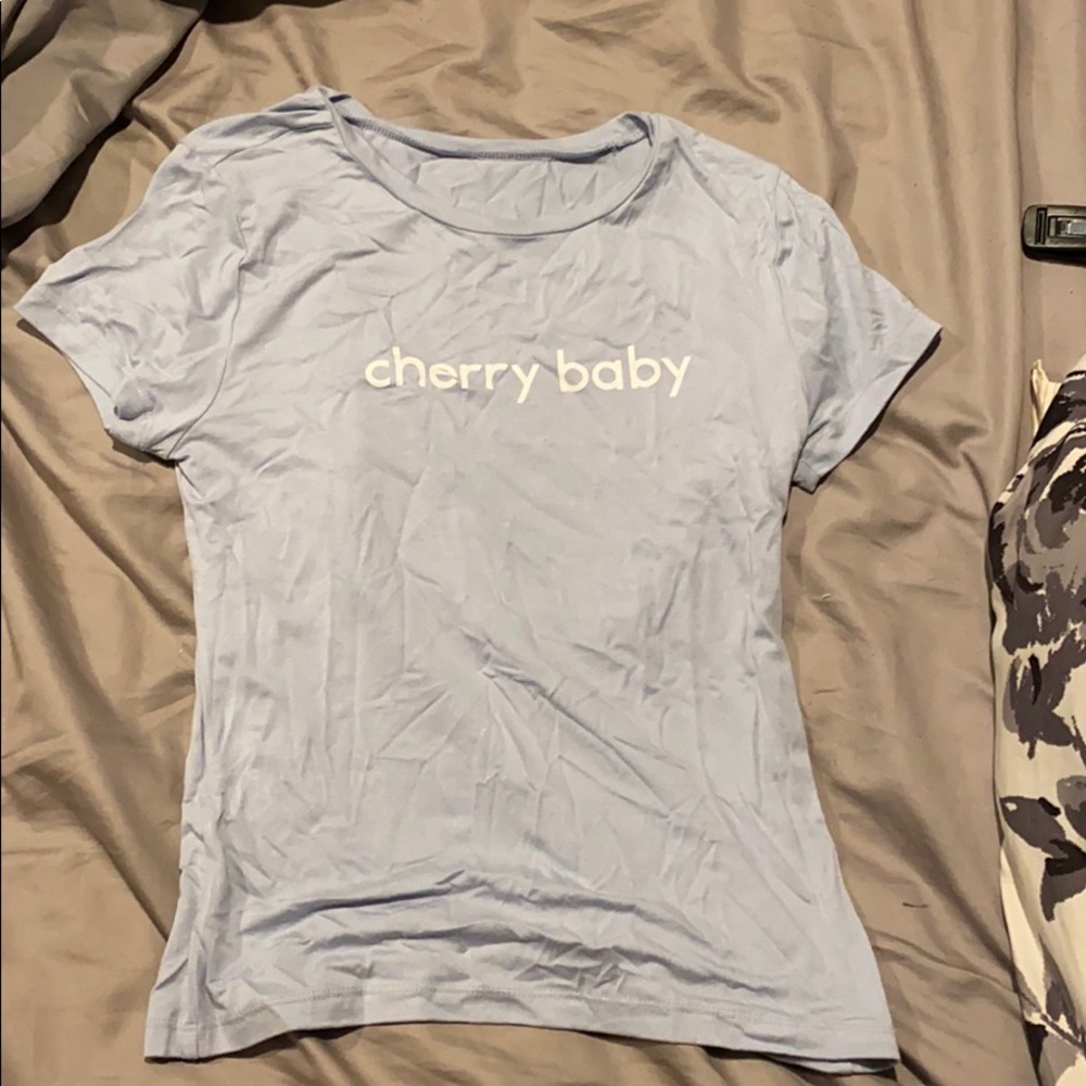 Cherry baby blue t shirt